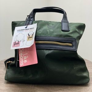 LIKE DREAMS Olive Camo Nylon Convertible Backpack